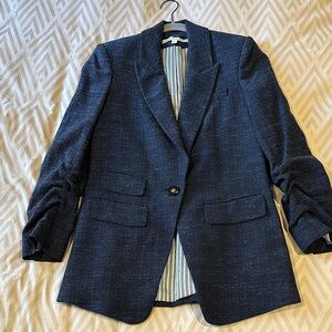 Veronica Beard Textured Blue Blazer with Ruched 7/8 sleeves - size 2